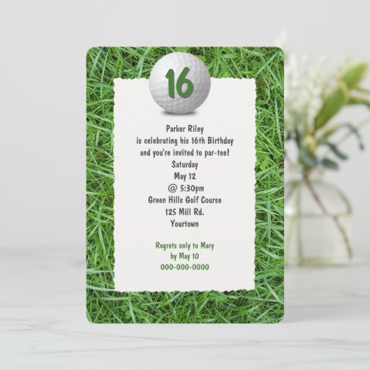 ゴルファーの第16回バースデーパーティーへの招待 招待状 (スタンド正面)