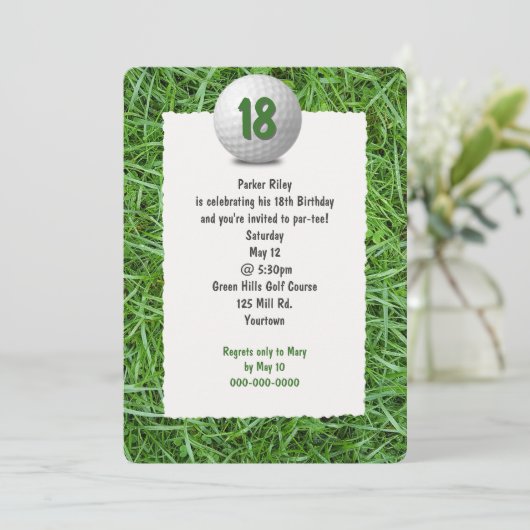ゴルファーの第18回バースデーパーティーへの招待 招待状 (スタンド正面)