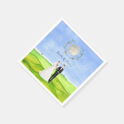 ゴルファーの結婚式パーティーのためのゴルファーの新郎新婦 スタンダードカクテルナプキン (角)