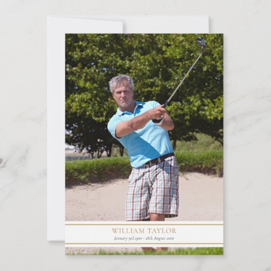 ゴルファーの葬儀お祝いの緑の生活の写真 招待状 (裏面)