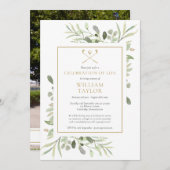 ゴルファーの葬儀お祝いの緑の生活の写真 招待状 (正面/裏面)