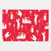 ゴルファーの赤と緑のテーマ ラッピングペーパーシート (正面3)