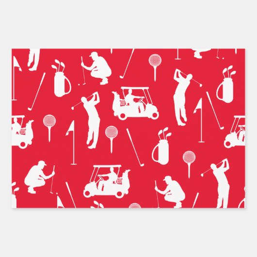 ゴルファーの赤と緑のテーマ ラッピングペーパーシート (正面3)