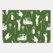 ゴルファーの赤と緑のテーマ ラッピングペーパーシート (正面2)