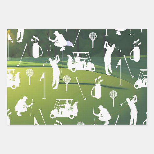 ゴルファーの赤と緑のテーマ ラッピングペーパーシート (正面)