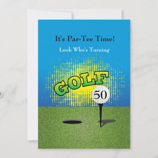 ゴルファーの00th誕生日のパーティの招待状 招待状 (正面)