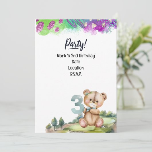 ゴルファーの3回目の誕生日デートの少年を保存 招待状 (スタンド正面)