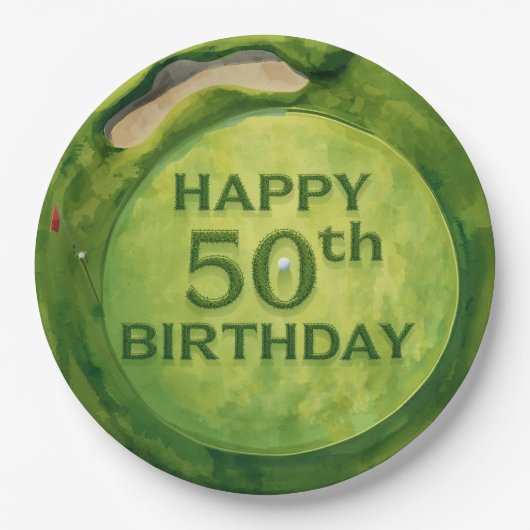 ゴルファーの50歳誕生日 ペーパープレート (正面)