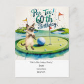 ゴルファーの60歳の誕生日　ゴルフボールがティーに乗って ポストカード (正面)