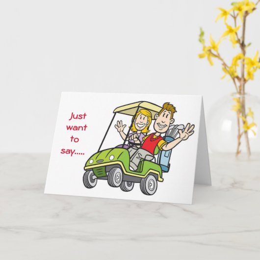 ゴルファーはただ「ハッピーバースデー」と言いたい カード (黄色い花)