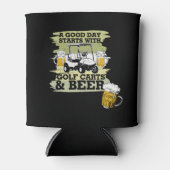 ゴルファーはゴルフカートとビールで良い一日を始める 缶クーラー (正面)