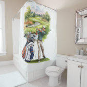 ゴルファーはゴルフ場に行っている シャワーカーテン (インサイチュ)