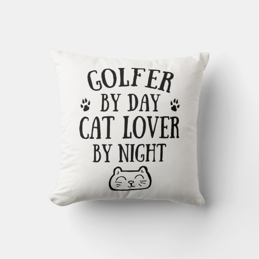 ゴルファーは日々。猫好き クッション (正面)