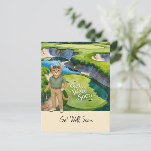 ゴルファーは早く猫好きが良くなるゴルフをしている ポストカード (スタンド正面)