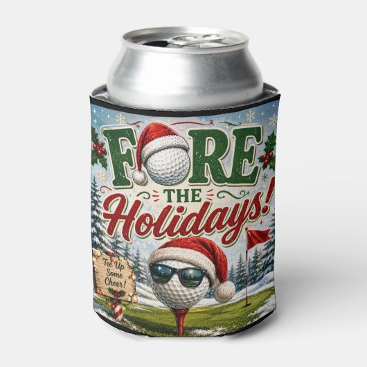 ゴルファーへのクリスマスの面白い贈り物 缶クーラー (缶正面)