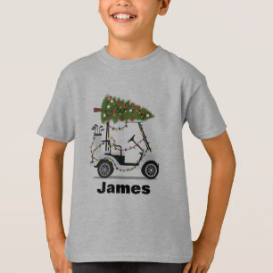 ゴルファーへのクリスマスプレゼント ゴルフカート 名入れ Xmas Tシャツ