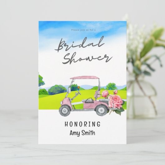 ゴルファーへのゴルフのブライダルシャワー招待 招待状 (スタンド正面)