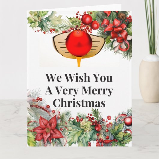 ゴルファーへのゴルフのメリークリスマスオーナメント カード (正面)