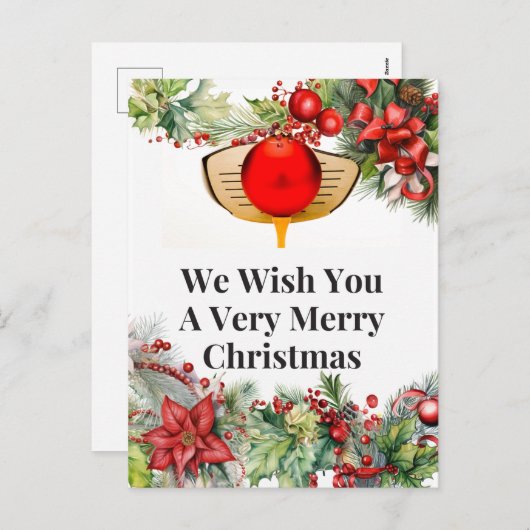 ゴルファーへのゴルフのメリークリスマスオーナメント シーズンポストカード (正面/裏面)