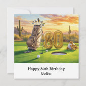 ゴルファーへのゴルフボール付き80歳の誕生日カード カード (正面)