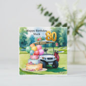 ゴルファーへのゴルフボール付き80歳の誕生日 カード (スタンド正面)