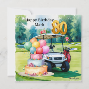 ゴルファーへのゴルフボール付き80歳の誕生日 カード