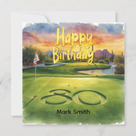 ゴルファーへのゴルフボール付き80歳の誕生日 カード