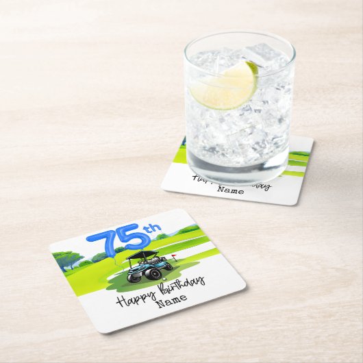 ゴルファーへのゴルフ75誕生日 スクエアペーパーコースター
