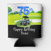 ゴルファーへのゴルフ75誕生日 缶クーラー (正面)