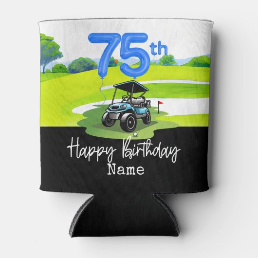 ゴルファーへのゴルフ75誕生日 缶クーラー (正面)