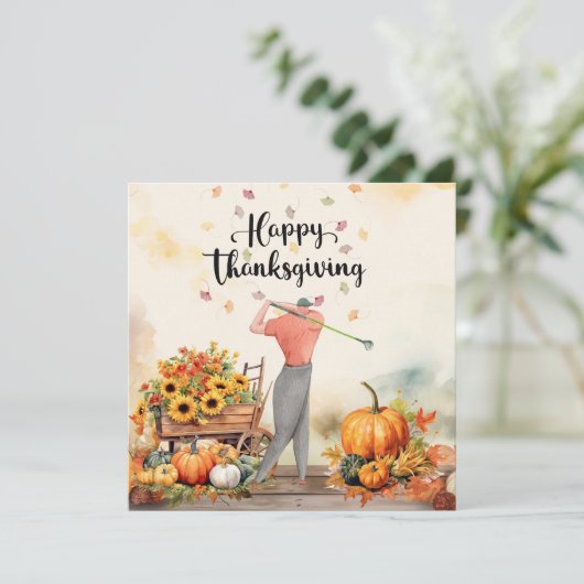 ゴルファーへの感謝祭の秋の挨拶 シーズンカード (スタンド正面)