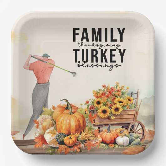 ゴルファーへの感謝祭パーティー ペーパープレート (正面)