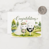 ゴルファーへの結婚お祝い ノートカード (正面/裏面インサイチュ)