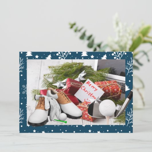 ゴルファーへの贈り物へのゴルフメリークリスマスカード シーズンカード (スタンド正面)