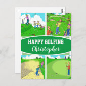 ゴルファーまたはゴルフプレーヤーのためのハッピーゴルフメッセージ ポストカード (正面/裏面)