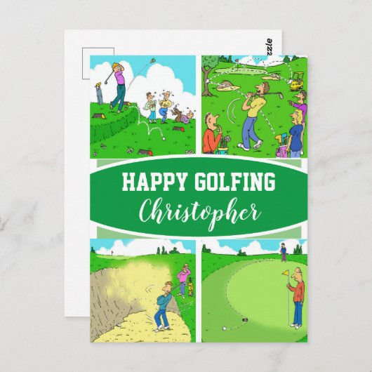 ゴルファーまたはゴルフプレーヤーのためのハッピーゴルフメッセージ ポストカード (正面/裏面)