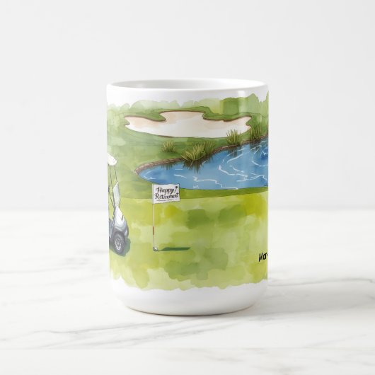 ゴルファーをテーマにしたゴルフハッピーリタイアメントゴルフ コーヒーマグカップ (中央)