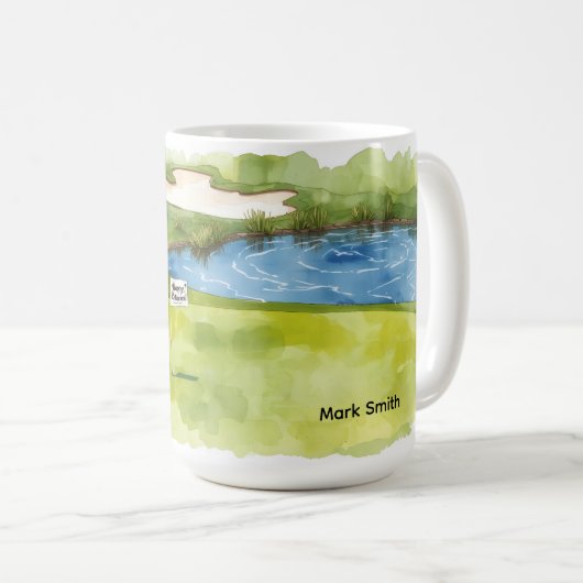 ゴルファーをテーマにしたゴルフハッピーリタイアメントゴルフ コーヒーマグカップ (正面右)