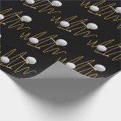 ゴルファーをテーマにしたゴルフブラックゴルフホワイト ラッピングペーパー (角)