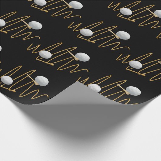 ゴルファーをテーマにしたゴルフブラックゴルフホワイト ラッピングペーパー (角)