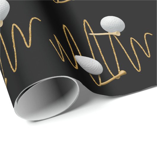 ゴルファーをテーマにしたゴルフブラックゴルフホワイト ラッピングペーパー (ロールコーナー)