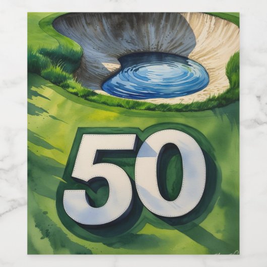 ゴルファーをテーマにしたゴルフ50誕生日 ワインラベル (シングルラベル)