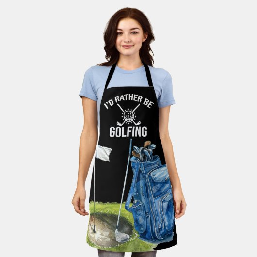 ゴルファーをテーマにしたゴルフ エプロン (着用した状態)