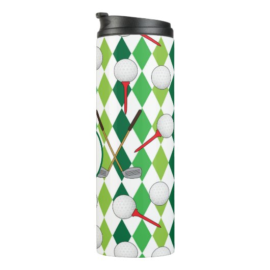 ゴルファーアーガイルパターン(の模様が)あるモノグラム タンブラー (回転右)