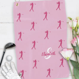 ゴルファーイニシャル入りネーム プロスポーツ用品 ピンク ゴルフタオル