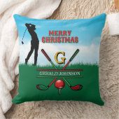 ゴルファーカスタマイズス・クリスマスモノグラムデザイン クッション (ブランケット)