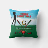 ゴルファーカスタマイズス・クリスマスモノグラムデザイン クッション (裏面)