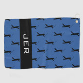 ゴルファーカスタマイズパタンモノグラムのブルーブラック ゴルフタオル (横)