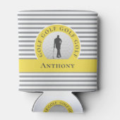 ゴルファーカスタム名モノグラムのグレイ・イエロースポーツ 缶クーラー (裏面)