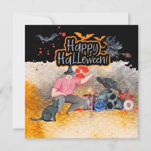 ゴルファーカード用ゴルフハロウィンデー カード (正面)